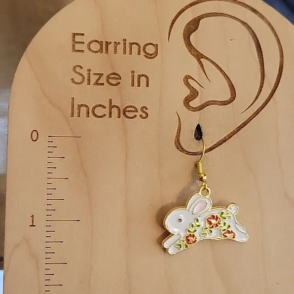 FLORAL WHIMSY Rabbit Charm Earrings, 925 wires - Picture 3 of 6